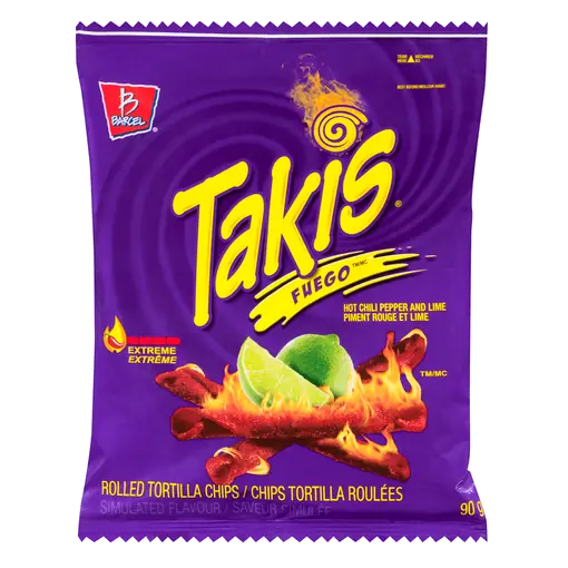 Takis Tortilla Chips Fuego Rolled Hot Chili Pepper And Lime 90 g