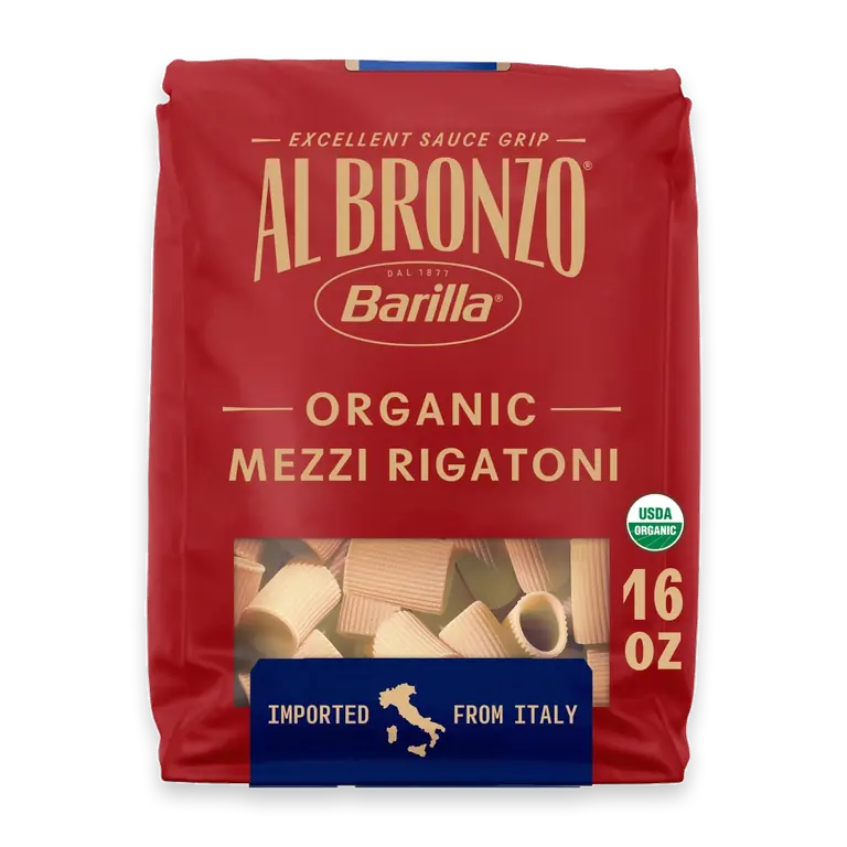 Organic Al Bronzo Mezzi Rigatoni 454g Pasta Bag USA