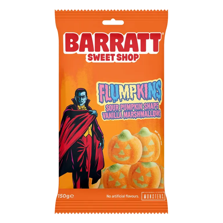 Barratt Sweet Shop Flumpkins Sour Pumpkin Shape Vanilla Marshmallows 150g