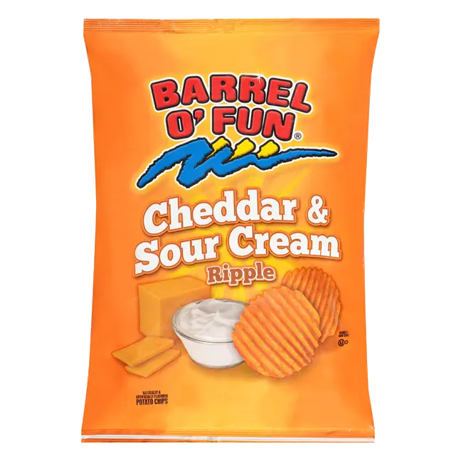 Barrel O' Fun Cheddar & Sour Cream Ripple Potato Chips