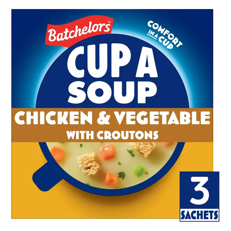 Batchelors Cup a Soup Chicken & Vegetable With Croutons Instant Soup Sachets x3 81g