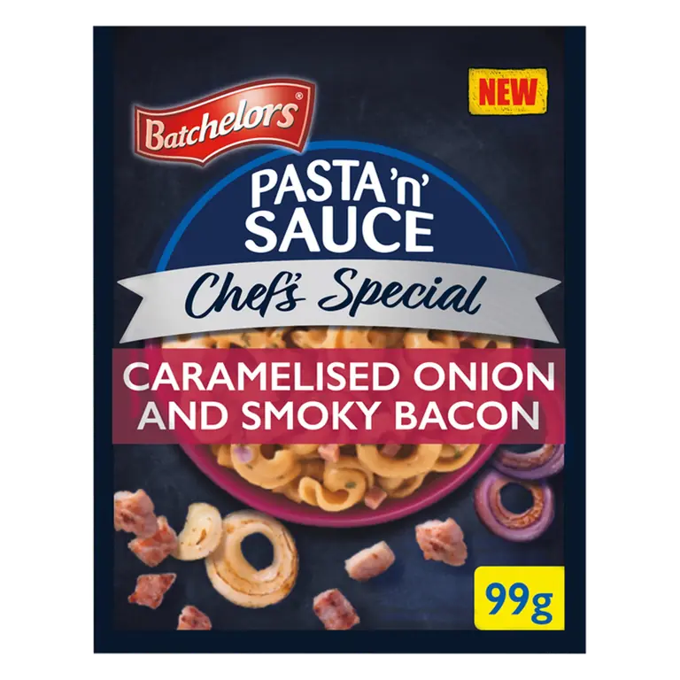 Batchelors Pasta 'n' Sauce Chefs Special Caramelised Onion and Smoky Bacon Flavour Instant Pasta Sachet 99g