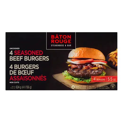 Frozen Beef Burgers 4 Seasoned 4 Pack 624 g