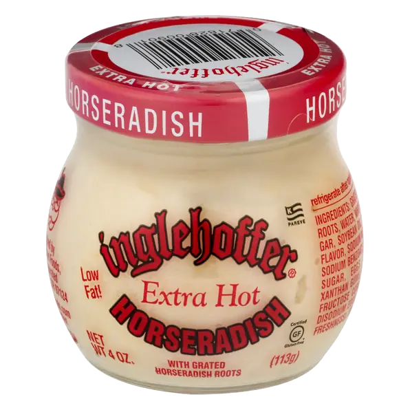 Inglehoffer Low Fat Extra Hot Horseradish with Grated Horseradish Roots 4 oz