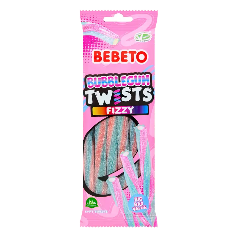 Bebeto Bubblegum Twists Fizzy Soft Sweets 180g