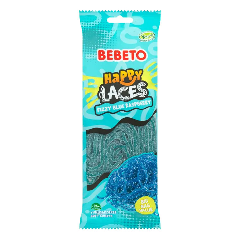 Bebeto Fizzy Blue Raspberry Laces 220g