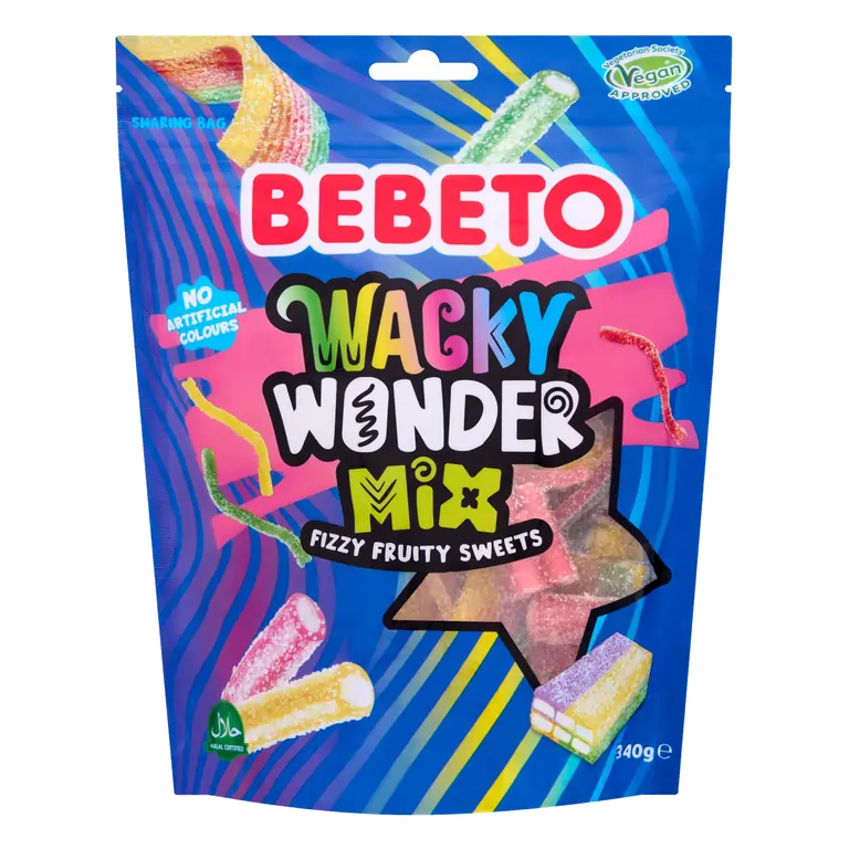 Bebeto Wacky Wonder Mix Fizzy Fruity Sweets 340g