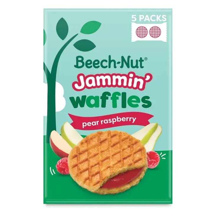 Beech-Nut Jammin Pear Raspberry Baby Waffles, 2.82oz/5ct