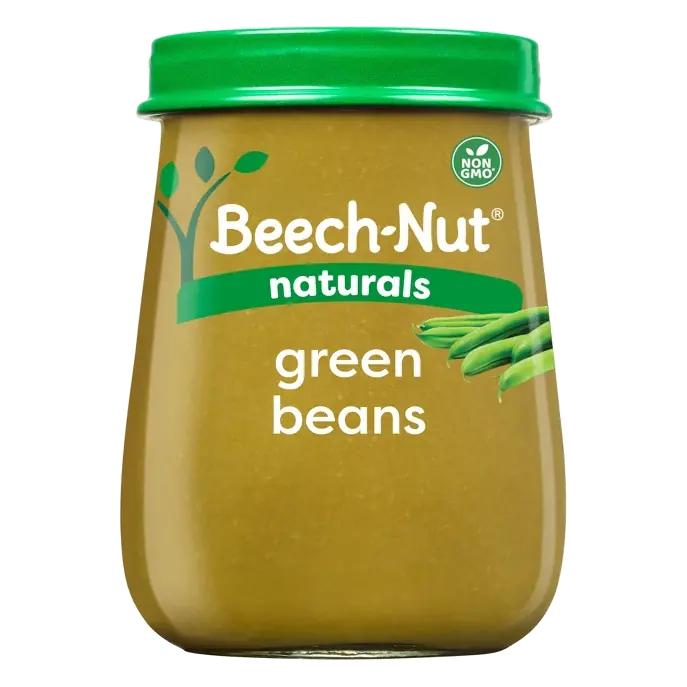 Beech-Nut Non-GMO Naturals Green Beans Baby Food Jar, 4oz: Infant 0-12 Months, 1st Stage, Pureed, Ready to Eat