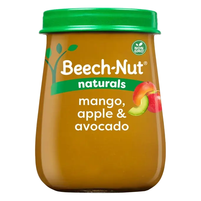 Beech-Nut Non-GMO Naturals Mango, Apple & Avocado Baby Food Jar, 4oz: Infant 0-12 Months, 2nd Stage, Pureed, Ready to Eat