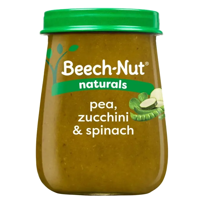 Beech-Nut Non-GMO Naturals Spinach, Zucchini & Peas Baby Food Jar, 4oz: Infant, 2nd Stage, Pureed, Ready to Eat