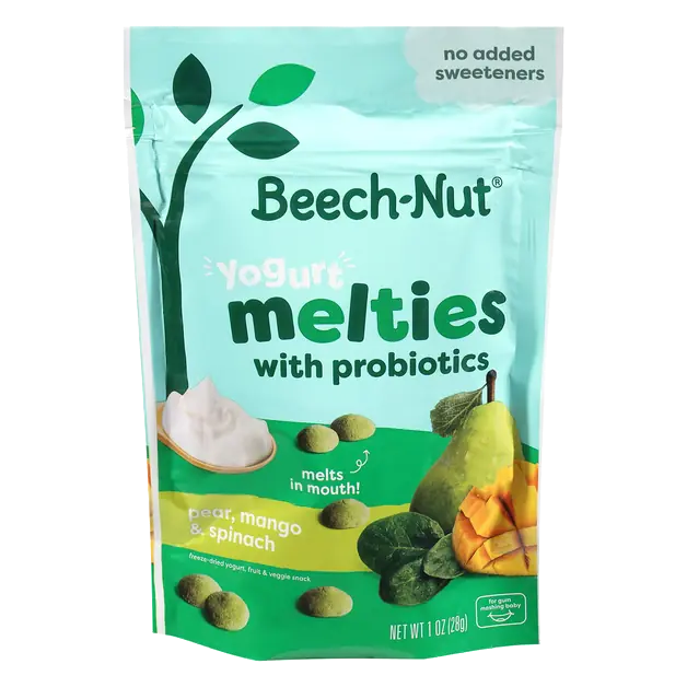 Melties with Probiotics Pear Mango Spinach & Yogurt Snack
