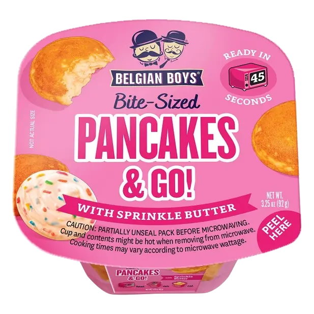 Belgian Boys Bite Sized Sprinkle Butter Go Cups and Pancakes, 3.25oz/9ct