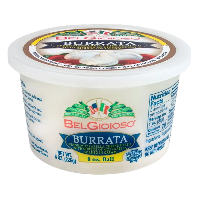 Burrata Fresh Mozzarella Cheese Filled with Shreds of Mozzarella Soaked in Cream