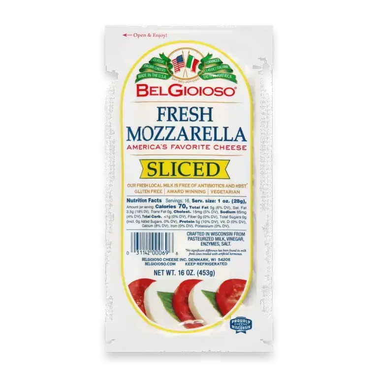 Sliced Fresh Mozzarella Cheese