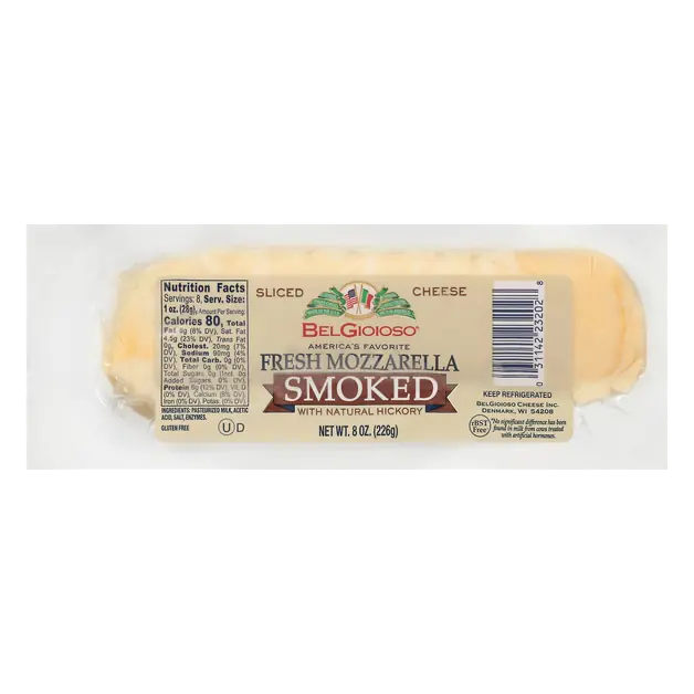 Smoked Fresh Mozzarella Cheese Log Pre-Sliced