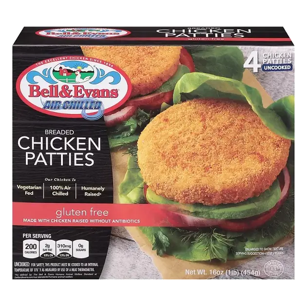 Air Chilled Chicken Patties, Gluten Free, Breaded