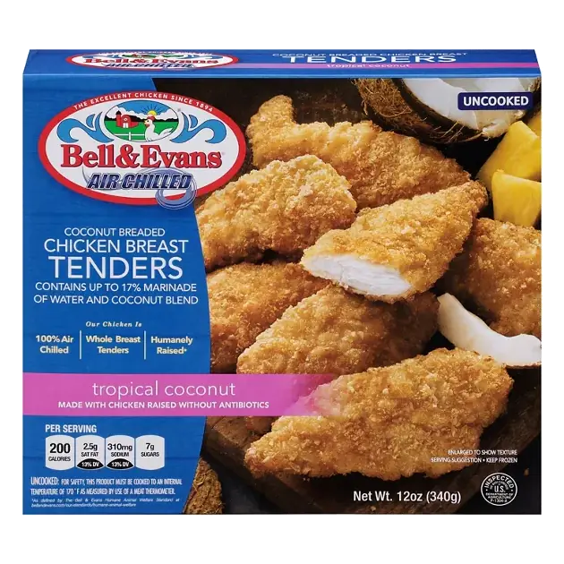 Chicken Breast Tenders, Tropical Coconut, Breaded, Air Chilled