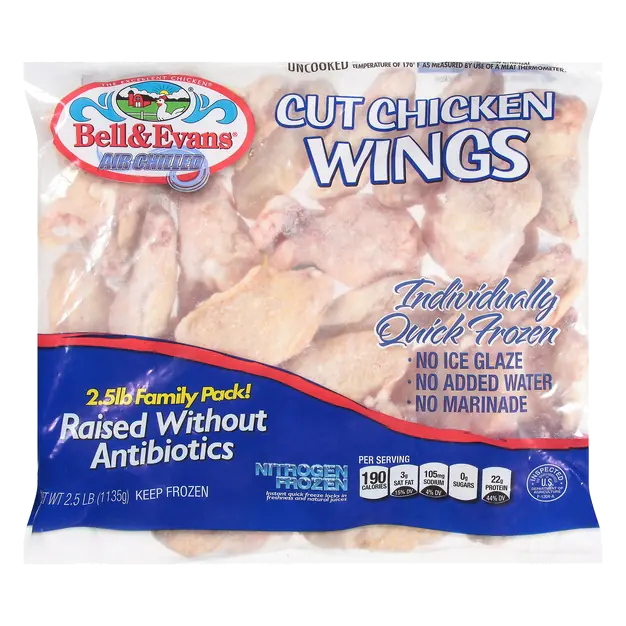 Cut Chicken Wings Uncooked Family Pack Frozen
