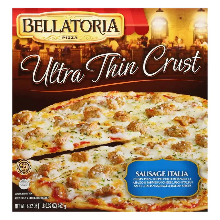 Sausage Italia Crispy Pizza Topped with Mozzarella, Asiago & Parmesan Cheese, Rich Italian Sauce, Italian Sausage & Sausage Ultra Thin Crust Pizza