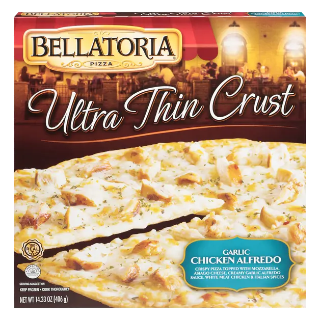 Ultra Thin Crust Garlic Chicken Alfredo Pizza Frozen