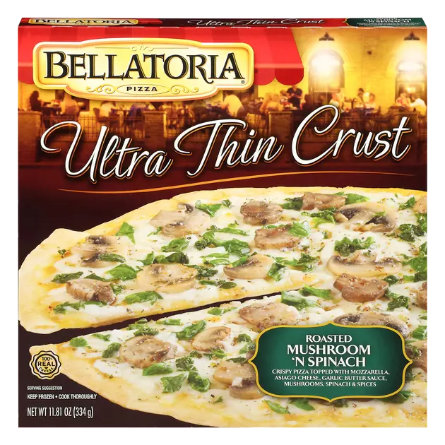 Ultra Thin Crust Pizza, Roasted Mushroom 'n' Spinach
