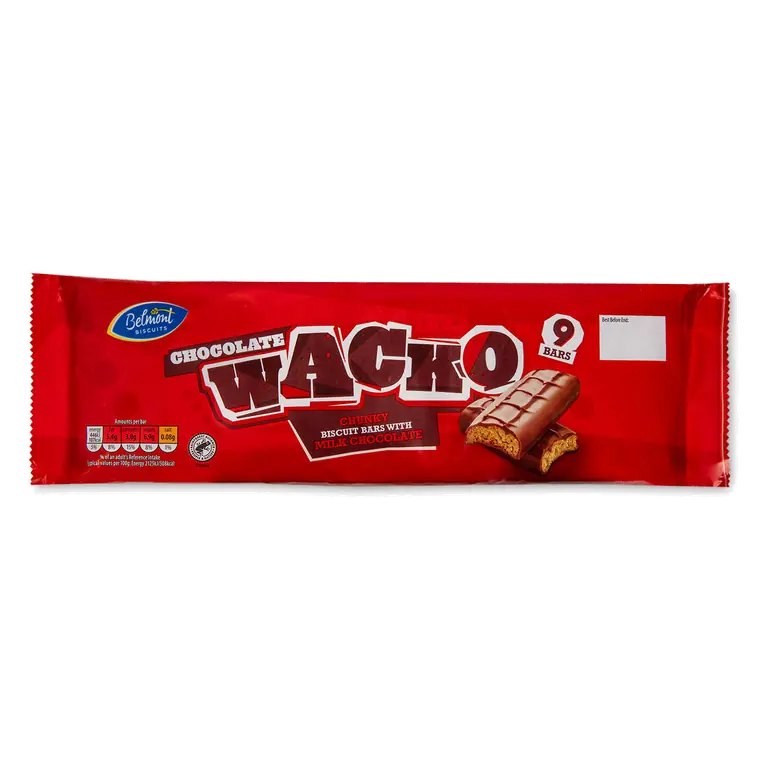 Chocolate Wacko Biscuit Bars 9 Pack