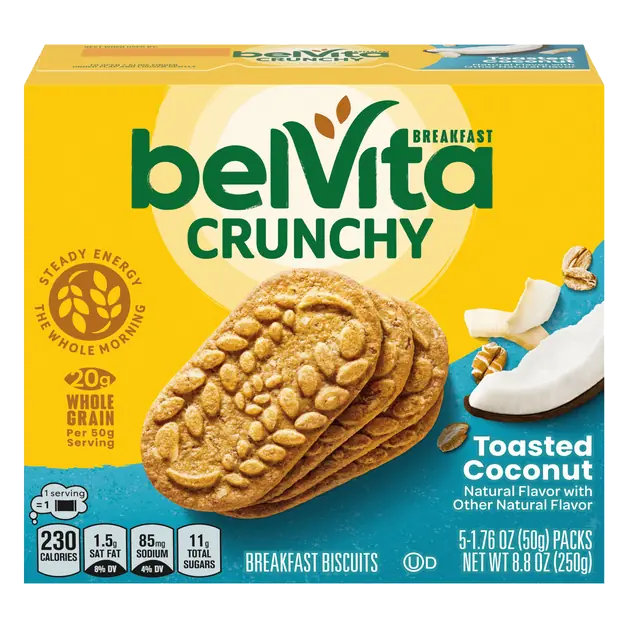 Crunchy Toasted Coconut Breakfast Bars Biscuits - 5 ct