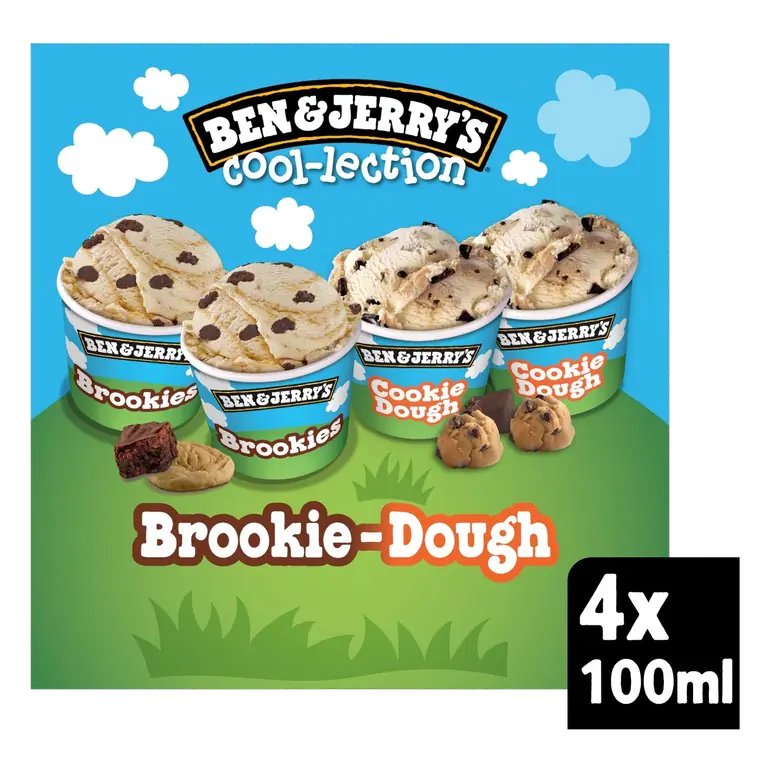 Brookie-Dough Mini Ice Cream Tub Multipack 4 x 100ml