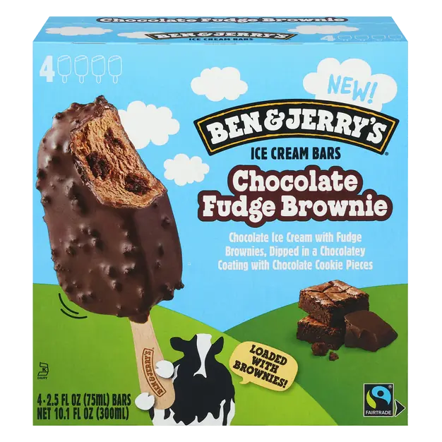 Chocolate Fudge Brownie Ice Cream Bars - 4 ct