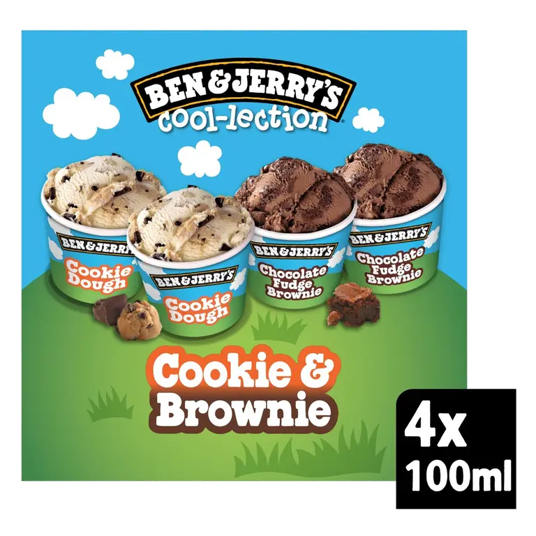 Cookie & Brownie Mini Ice Cream Tub Multipack 4 x 100ml