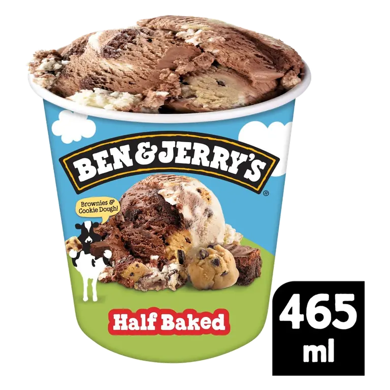 Half Baked Chocolate & Vanilla Ice Cream Tub 465ml