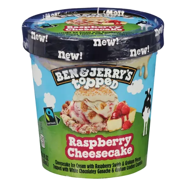 Ice Cream, Raspberry Cheesecake, Topped