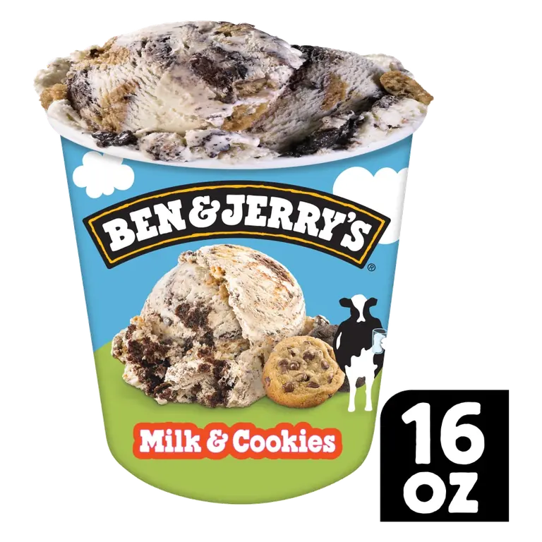 Milk & Cookies Vanilla Ice Cream with a Chocolate Cookie Swirl, Chocolate Chip & Chocolate Chocolate Chip Cookies