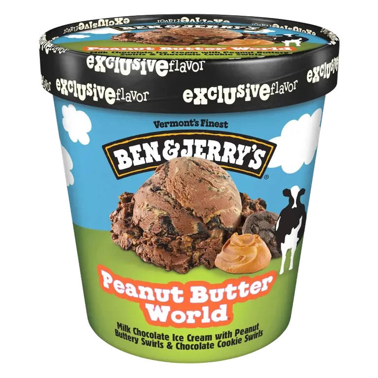 Peanut Butter World Milk Chocolate Ice Cream with Peanut Buttery Swirls & Chocolate Cookie Swirls