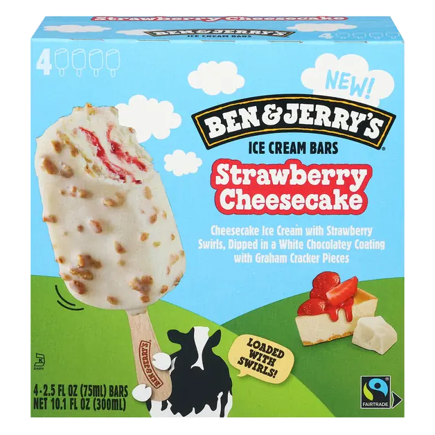 Strawberry Cheesecake Ice Cream Bars - 4 ct