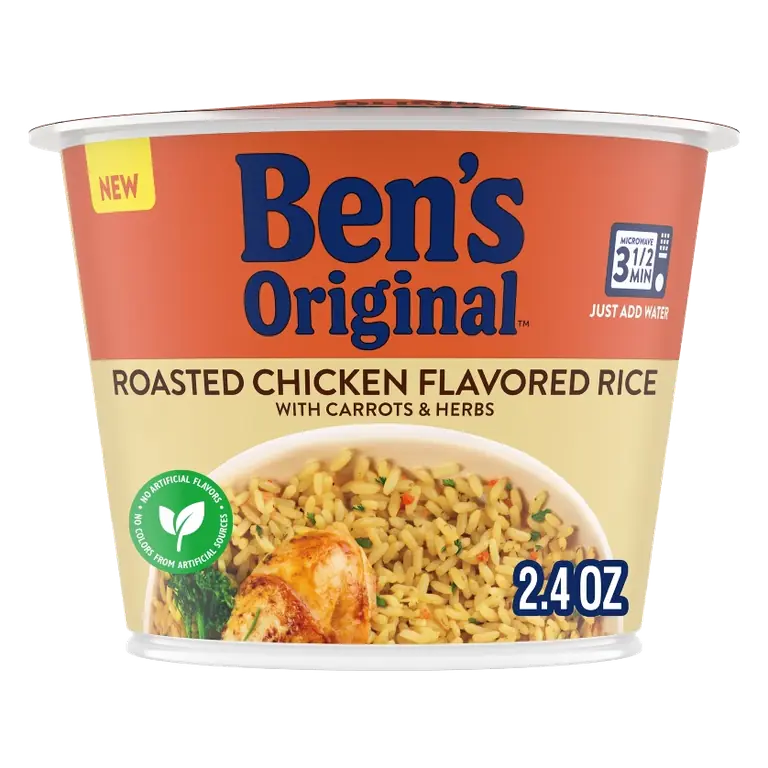 Ben's Original Single Serve Roasted Chicken Flavored Rice Cup with Carrots and Herbs, 2.4oz