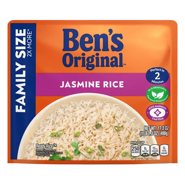 2 Minute Ready Rice White Jasmine Family Size Microwave