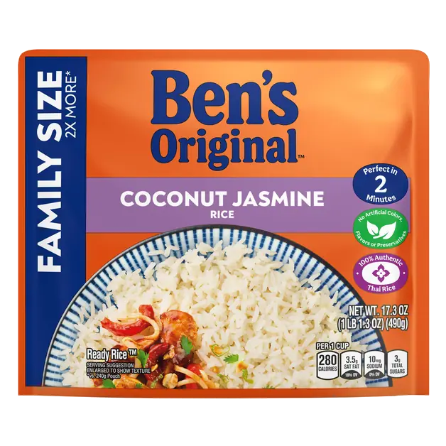 Microwave Ready Rice White Coconut Jasmine Family Size