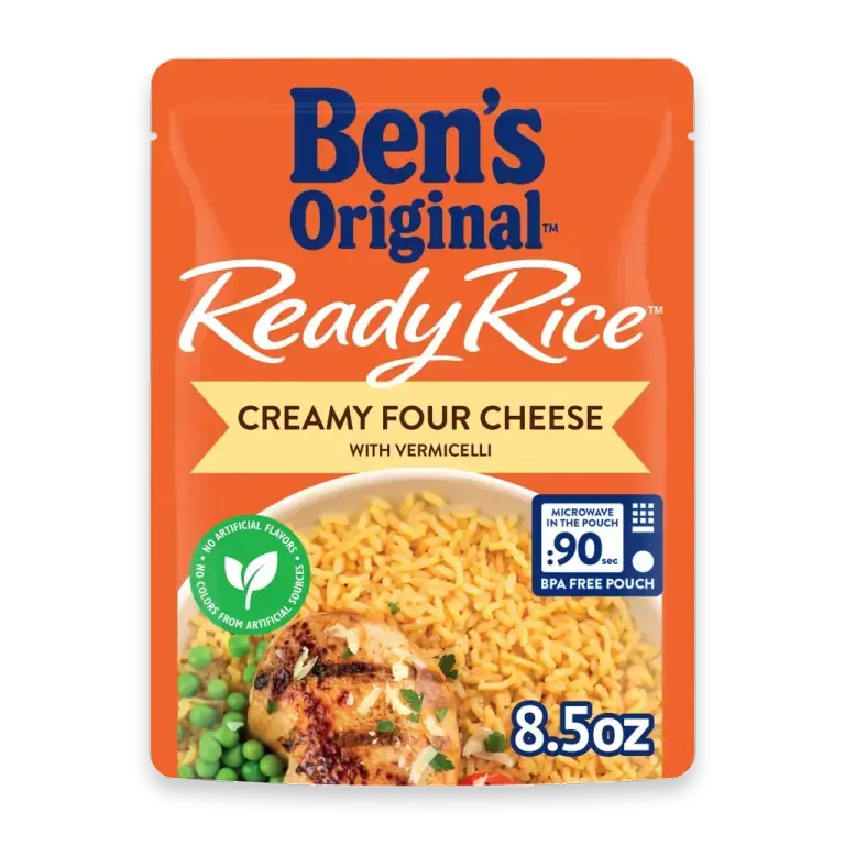 Ready Rice Creamy Four Cheese Flavored Rice, Easy Dinner Side, 8.5 oz Pouch