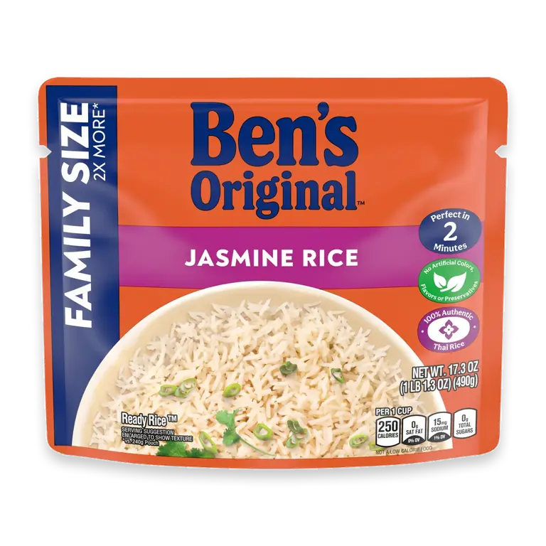Ready Rice Jasmine Family Size Rice, Easy Dinner Side, 17.3 oz Pouch