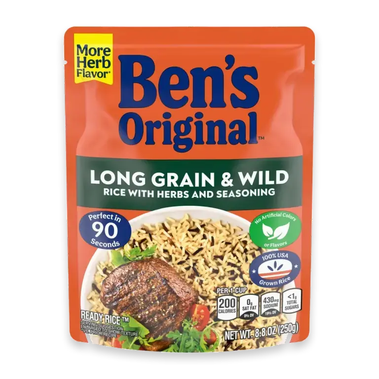 Ready Rice Long Grain and Wild Flavored Rice, Easy Dinner Side, 8.8 oz Pouch
