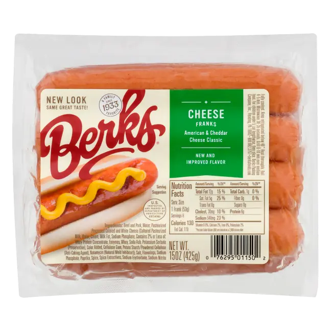 Cheese Beef & Pork Franks - 8 ct