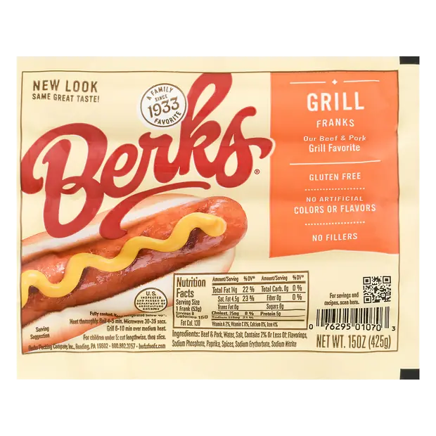 Grill Beef & Pork Franks - 8 ct