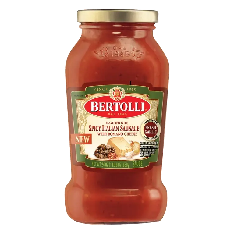Bertolli Spicy Italian Sausage with Romano Cheese Sauce, 24oz: Medium Spice, Herb Flavored