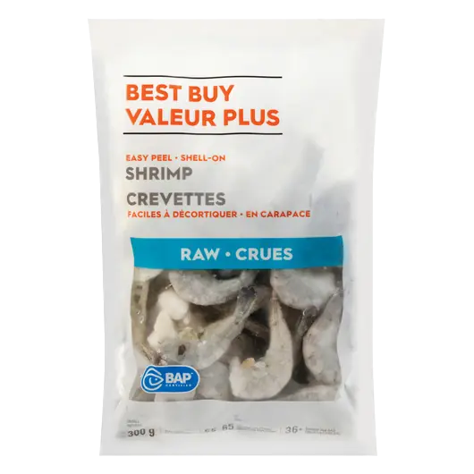 Frozen Shrimp Pacific White Peeled Tail-On Raw 300 g
