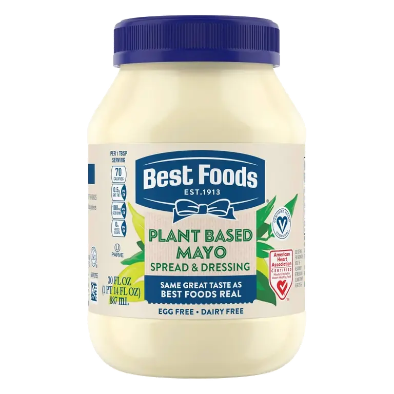Best Foods Plant Based Mayo, 30 fl oz: Vegan, Cholesterol Free