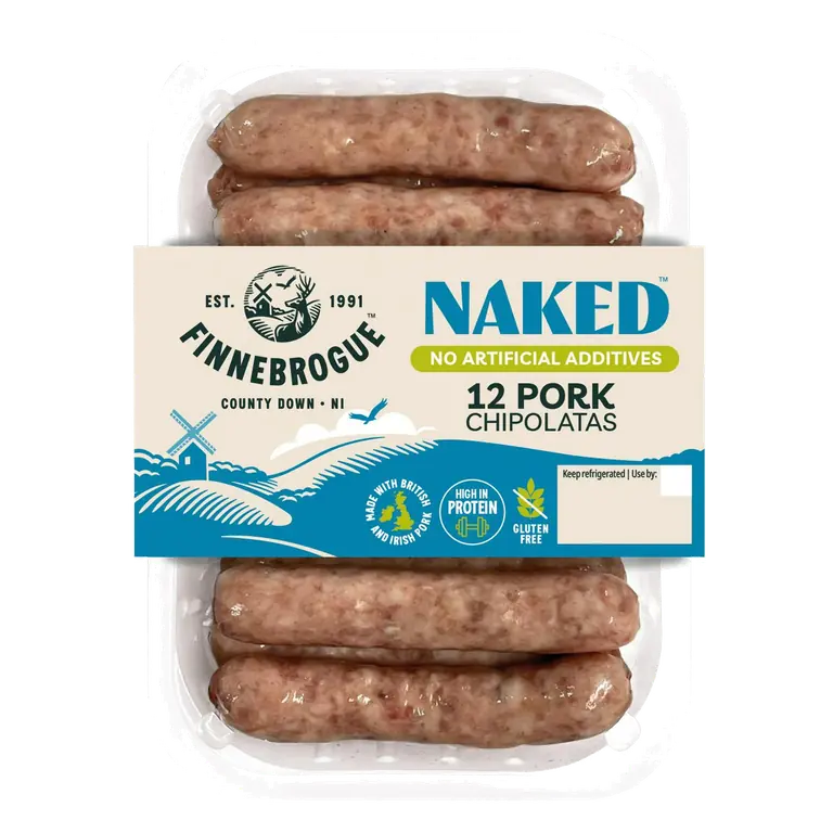 Finnebrogue Naked Pork Chipolatas x12 340g