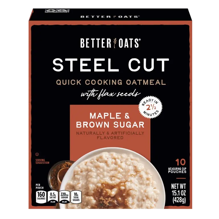 Maple & Brown Sugar Steel Cut Instant Oatmeal with Flax Seeds