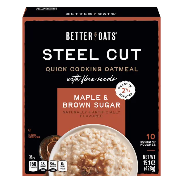 Steel Cut Maple & Brown Sugar Quick Cooking Oatmeal - 10 ct